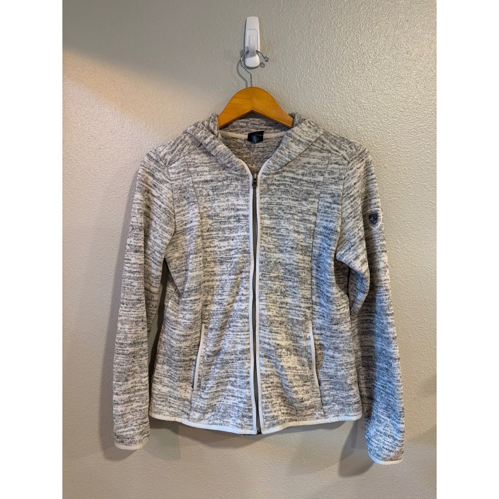 KUHL Fleece Full Zip Hoodie Women Size M Grey Heathered Knit Jacket Gorpcore